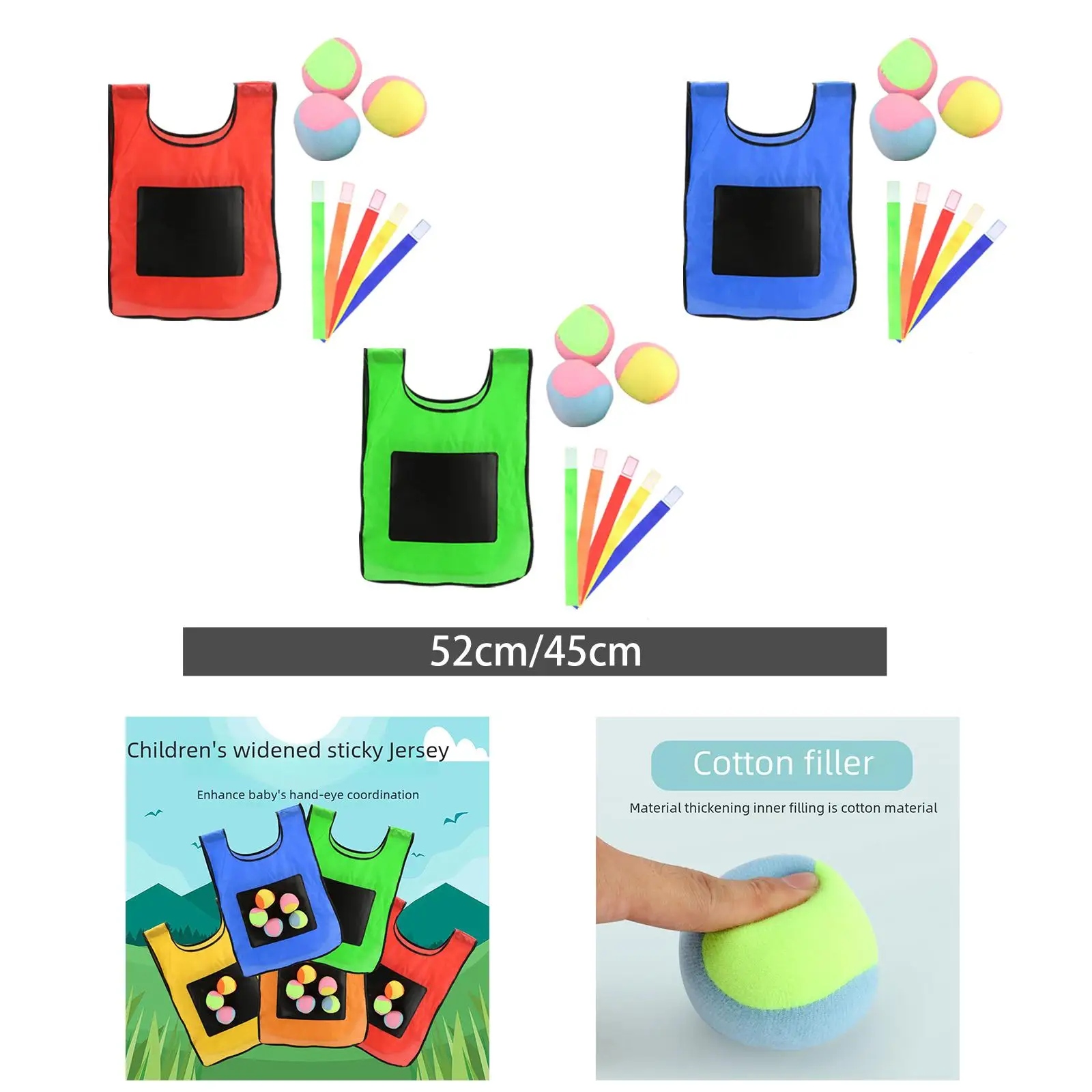 Juego de Dodgeball 3 juguetes de pelota pegajosa chaleco de pelota pegajosa juego de pelota de Dodgeball juego de lanzamiento interactivo para actividades juego playa exterior