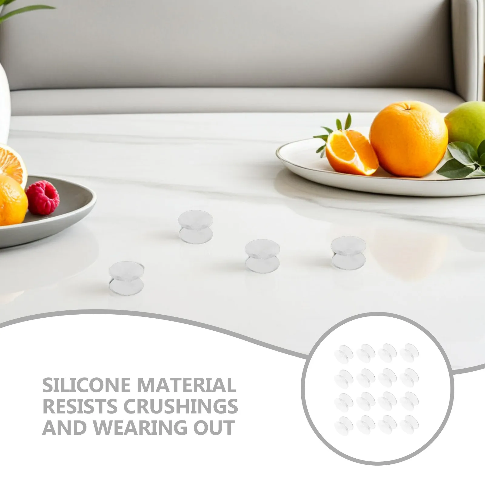 24Pcs Transparent Silicone Double-Sided Suction Cup Spacers Glass Table Bumpers Anti-Slip Pads for Household Organization Window