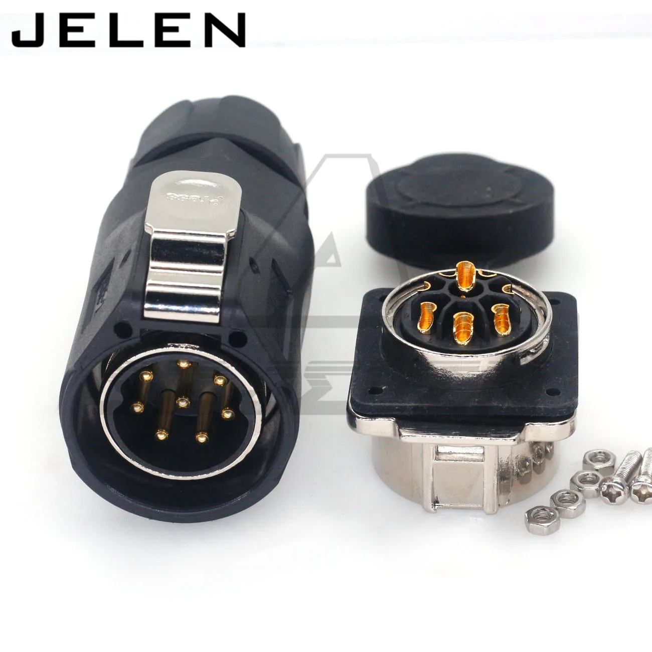 XHE28  Industrial Waterproof IP67 8 Pin Automotive 25A AC DC Power Connector Outdoor Electrical Cable Wire Adapter LED  Lighting