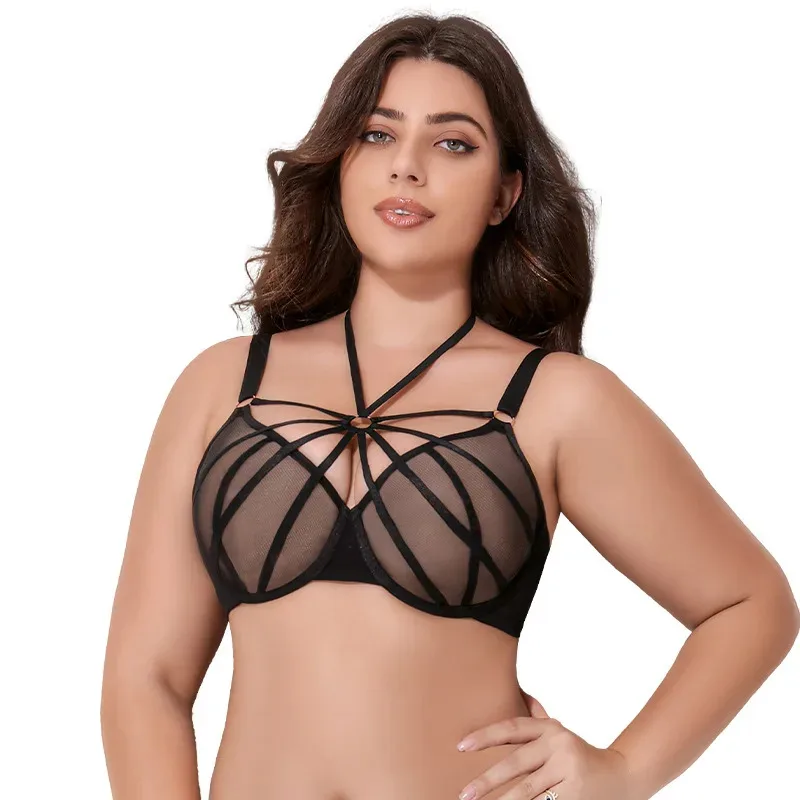 

Бюстгальтер Plus для женщин, минимизирующий, с эффектом подтяжки и сбора, дышащий, с перекрестной сеткой и кружевом, для большой груди, размеры EU 95 H I J fi/3