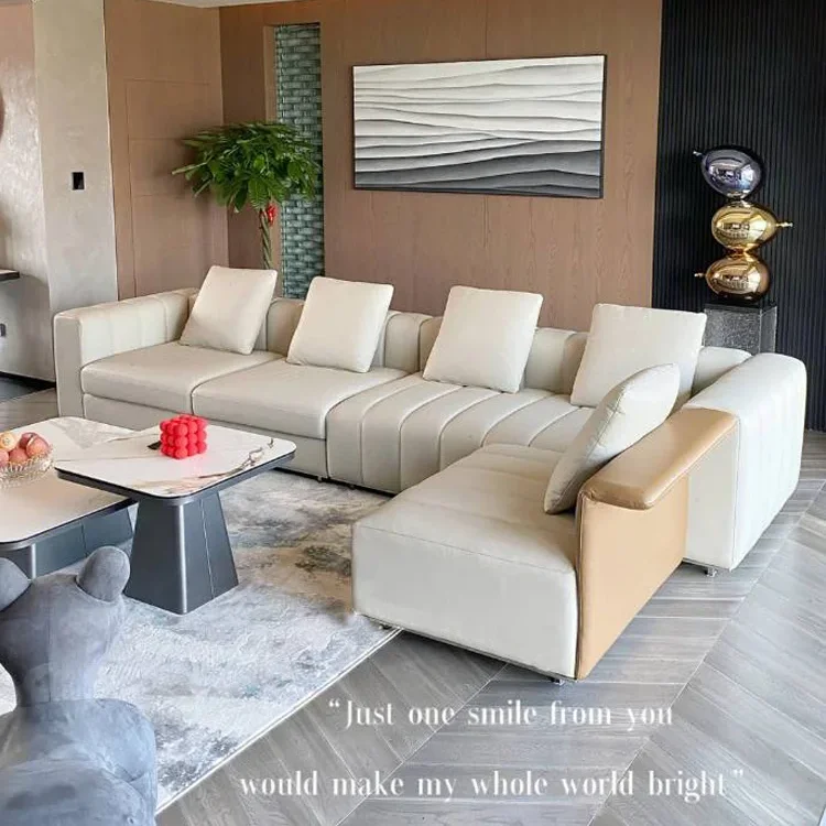 #Factory Provided Modern Design L Shape Leather Sofa Set Sponge Filling Multi-functional for Living Room Gym Customized Color