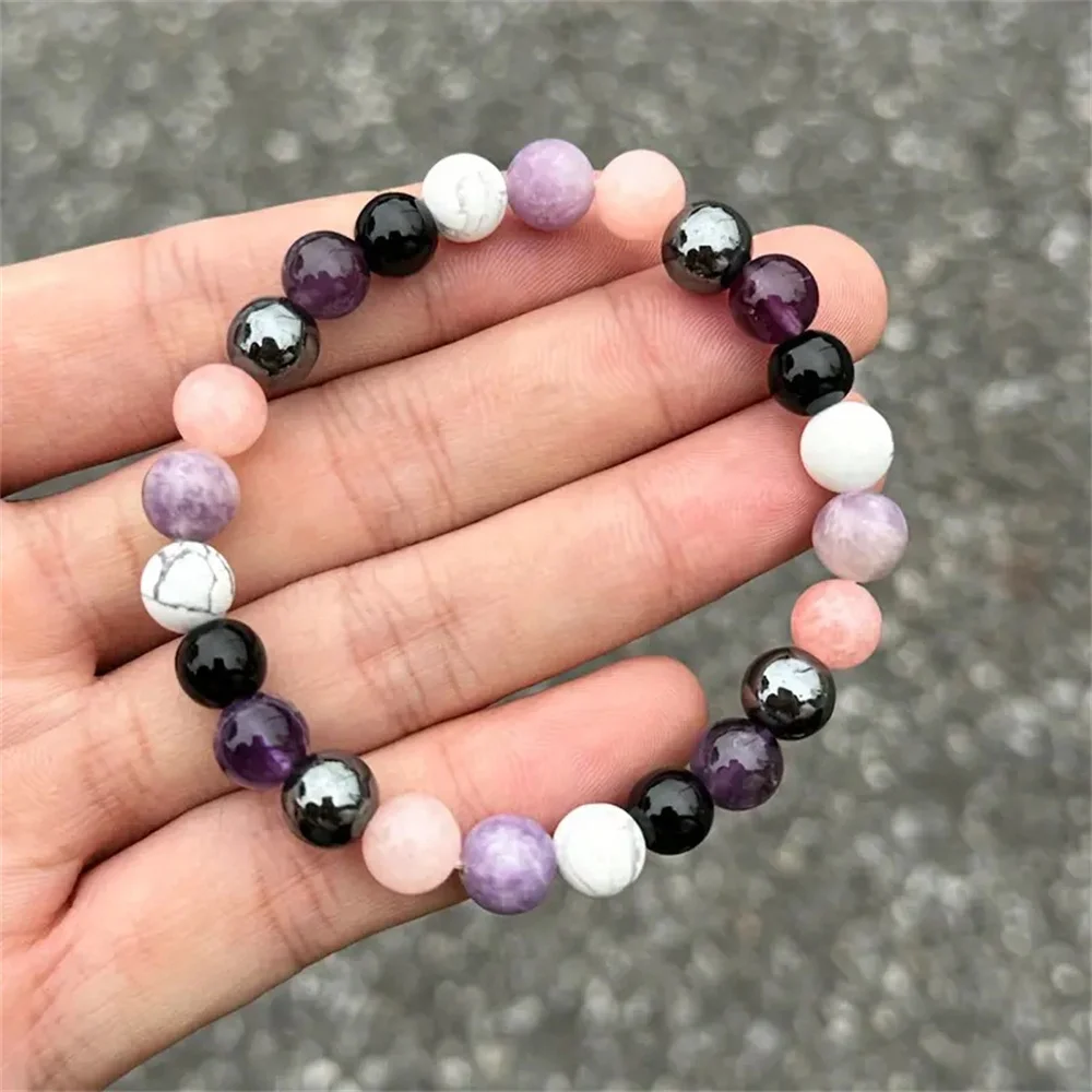 Fashion Black Bracelet Rose white hematite round crystals Bracelet women men Gift for Mother jewellery