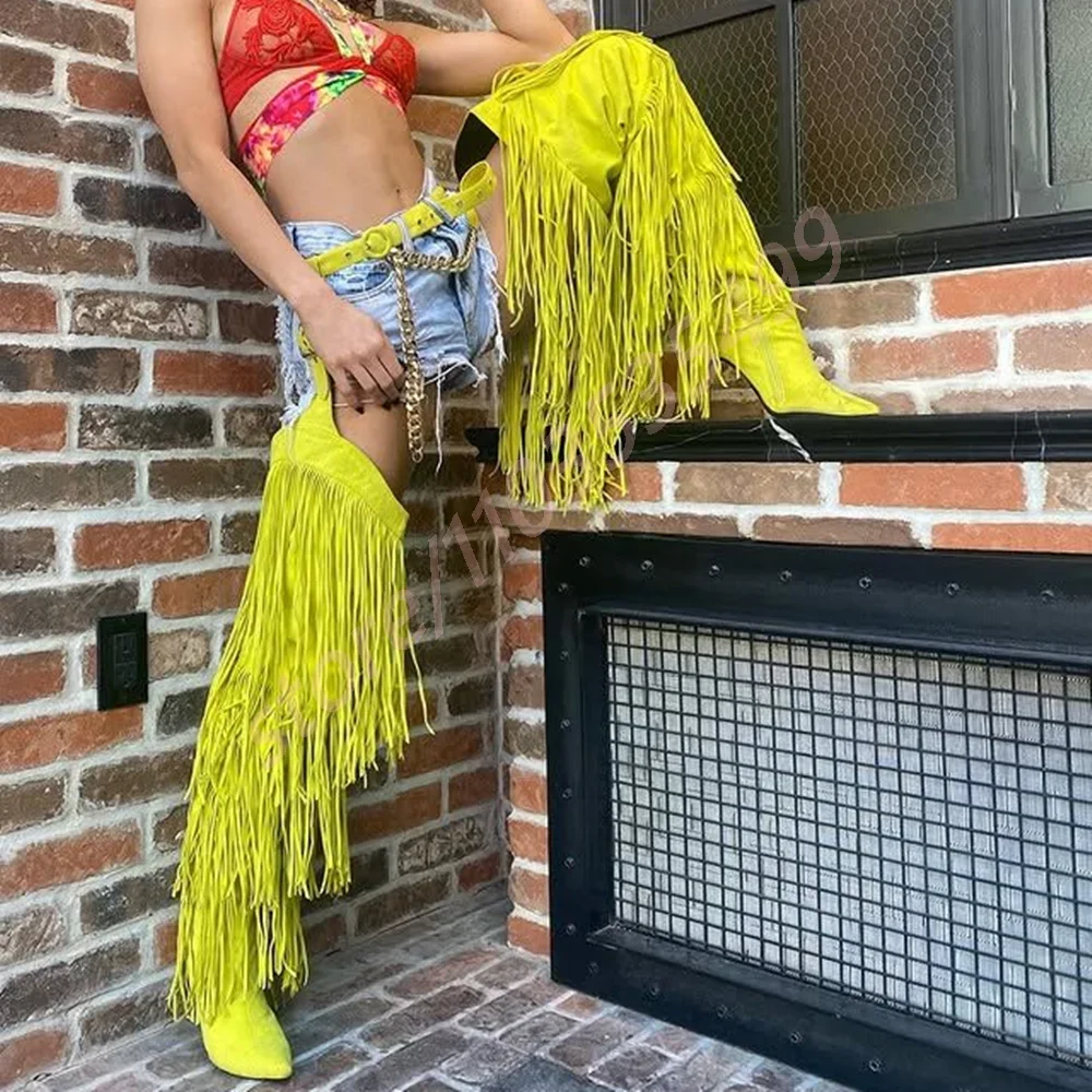 

Модные женские сапоги выше колена с кисточками, осень-зима 2022, уличные сексуальные ботинки со змеиным узором, модельные ботинки на шпильке для подиума