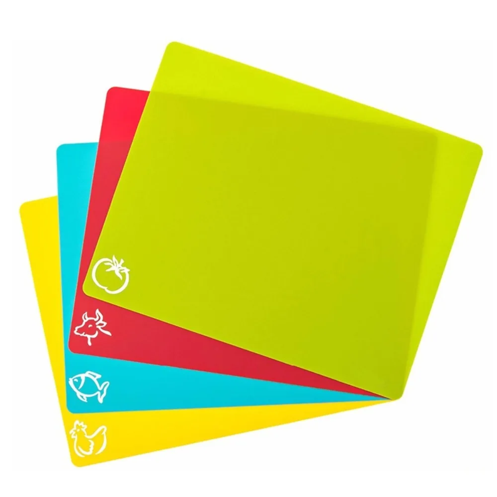 E2 Food-grade 4PCS Flexible Plastic Sticky Cutting Board Non slip Cutting Board Easy To Clean Outdoor Portable Fruit Cutting Mat