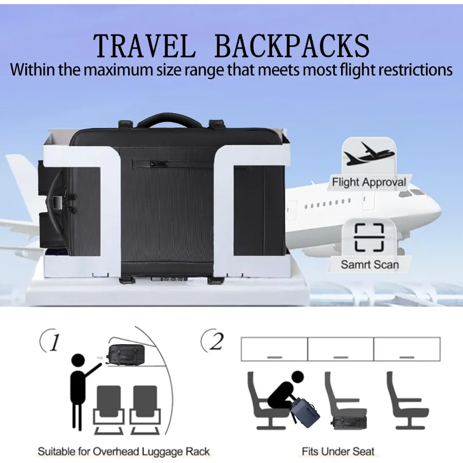 حقيبة ظهر للكمبيوتر للسفر محكمة الغلق ومقاومة للماء مع مضخة تفريغ ومقصورات متعددة وقفل مجمع مضاد للسرقة باللون الأسود #4