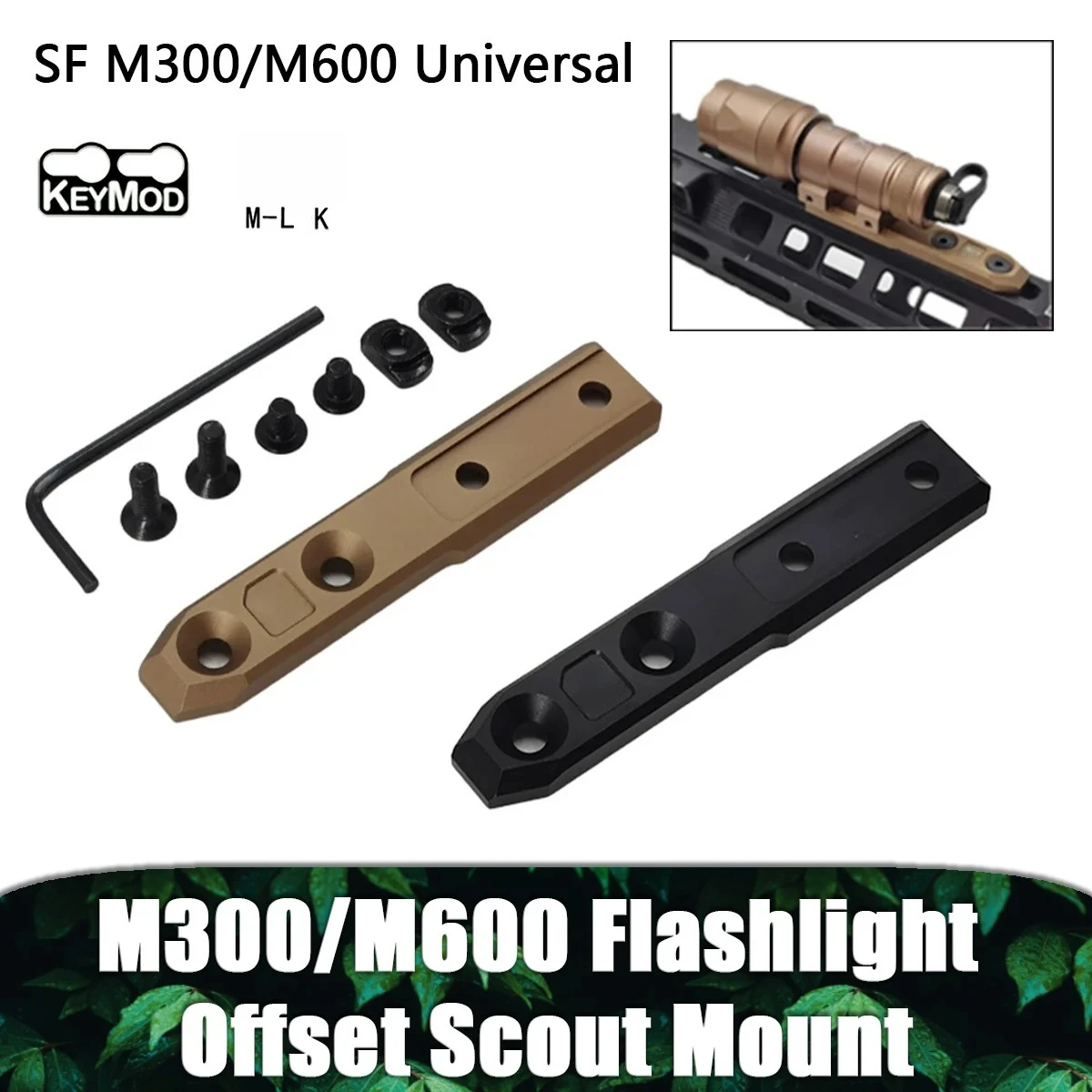 Tactical SF M300 M600 Flashlight Mount Scout Light Vertical Mount Fit M-LK Keymod Airsoft M600C LED  PL-V2 Light Mount Base