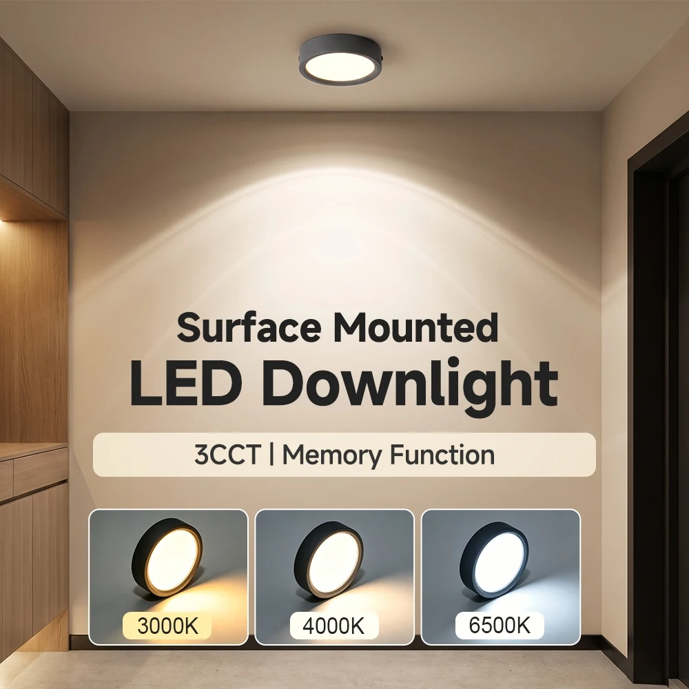 AC220V LED Ceiling Light Surface Mounted Led Down Lights 5/10/15/25W 3 Color Indoor Living Room Book Rack Lighting