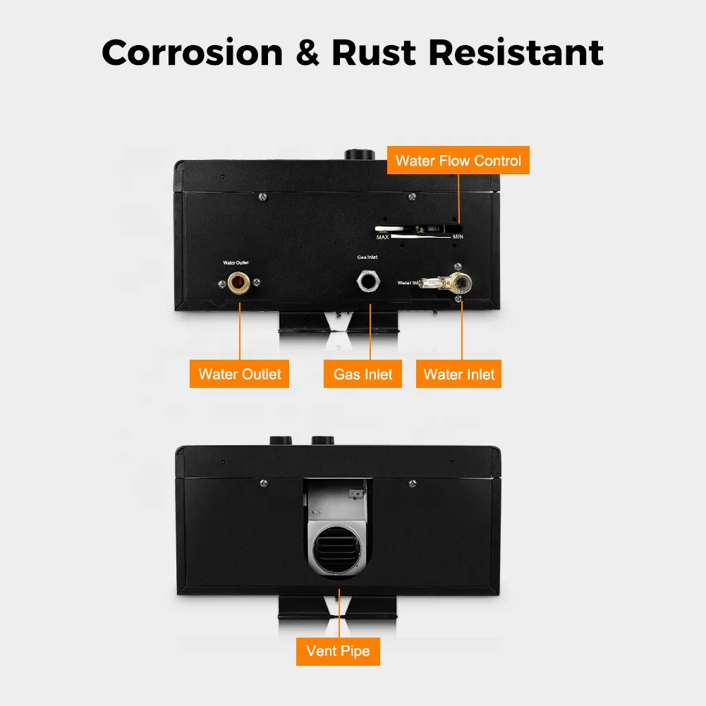Camplux CM264B ガス式タンクレス給湯器 2.64GPM オンデマンド給湯システム (住宅用、全館対応、ブラック)