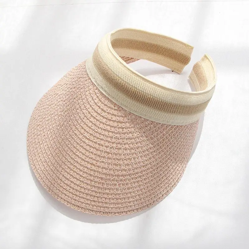Vrouw Nieuwe Mode Zonnehoeden Vrouwelijke Outdoor Vizier Strandpetten Brethable Lege Top Strohoed Vrouw Anti-uv Strandpet