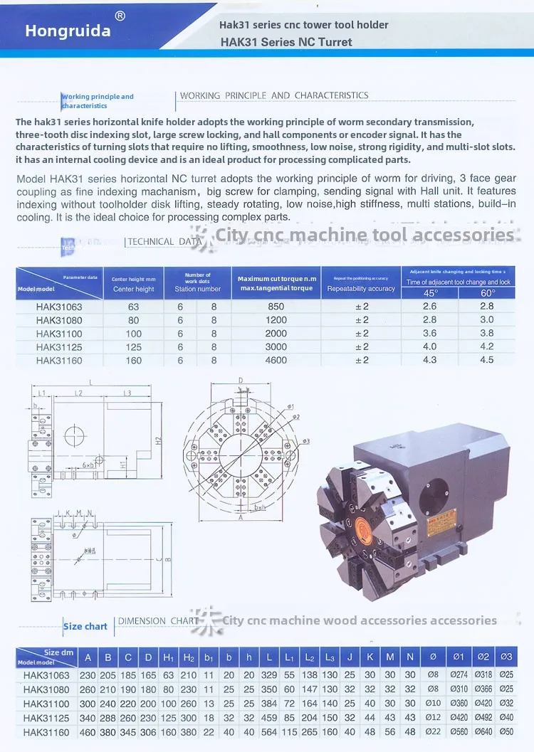 CNC six or eight station turret electric tool holder HAK31063/80/100/125