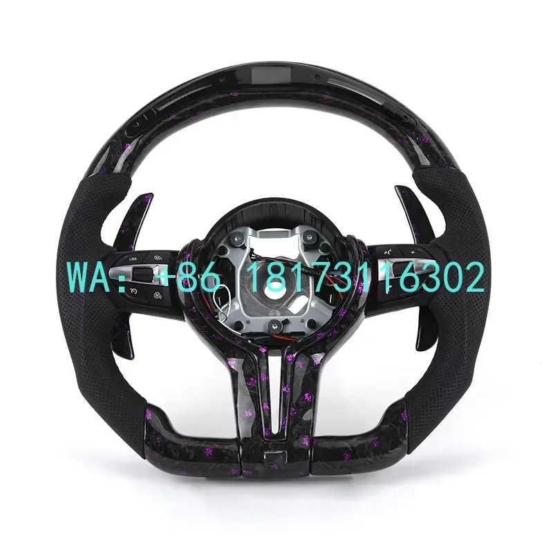 China Plant 2026 M Sport Purple Forged Carbon Fiber LED Steering Wheel F10 F20 F30 F31 M2 F87 M3 F80 M4 F82 F85 M5 X5 E7