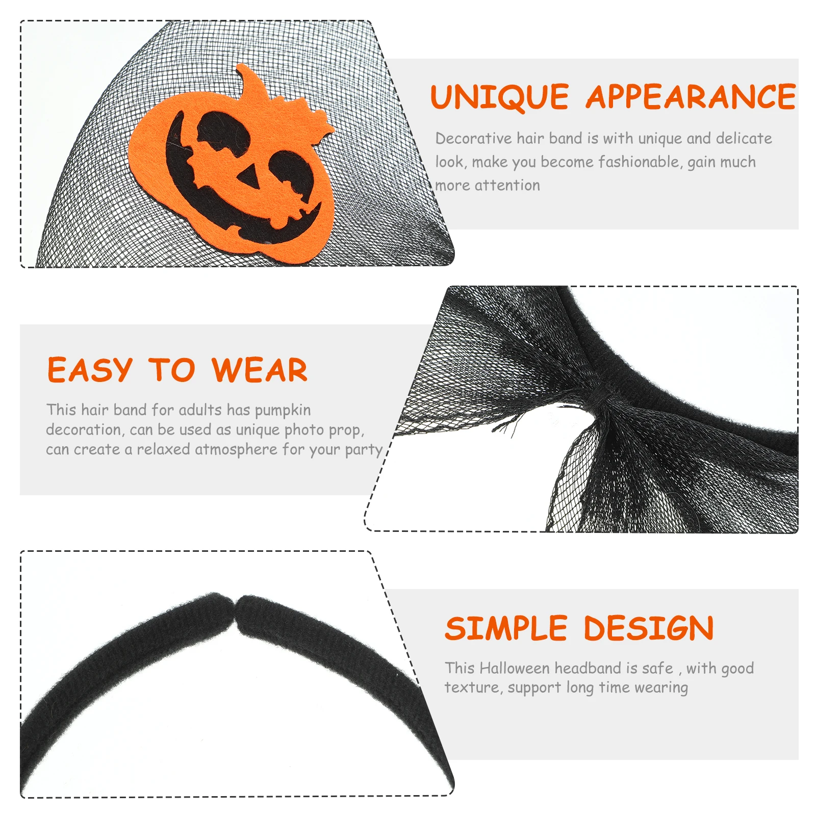 

Pumpkin Halloween Headband For Adults Party Carnival Hair Band Cosplay Accessory Decorative Headdress Lightweight Comfortable