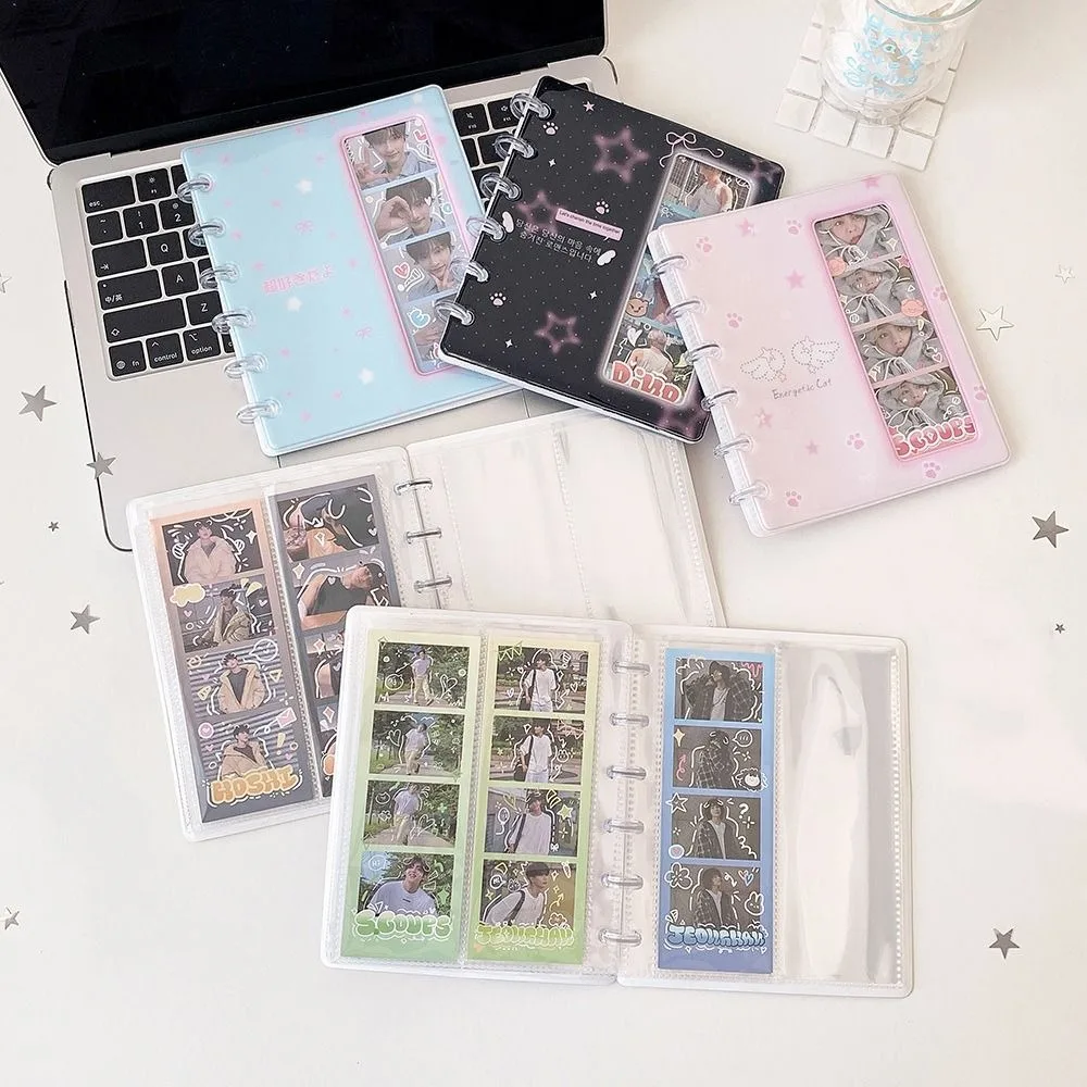Photo Booth Frames 4-Grid Photo Card Holder INS PVC Photo Card Binder Refillable Loose-leaf Photo Booth Album Office Supplies