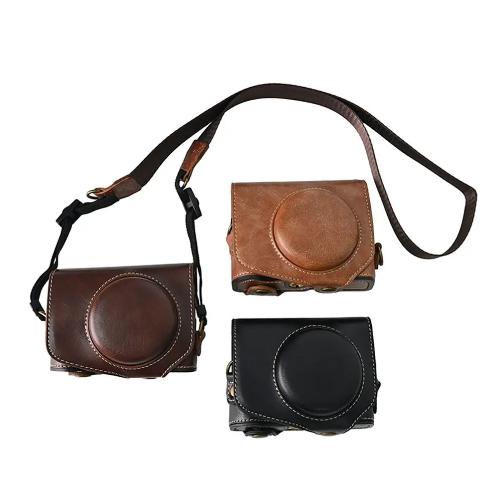 Camera Bag Case For Canon G7XII III Mark II III G7X2 G7X3 With Shoulder  PU Leather Strap G7X ii iii Retro
