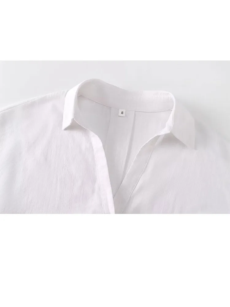 Letnia damska bluzka szyfonowa w jednolitym kolorze, codzienna bluzka z dekoltem w serek, na ramiączkach, damska bluzka z długim rękawem, luźna, odzież uliczna Y2K