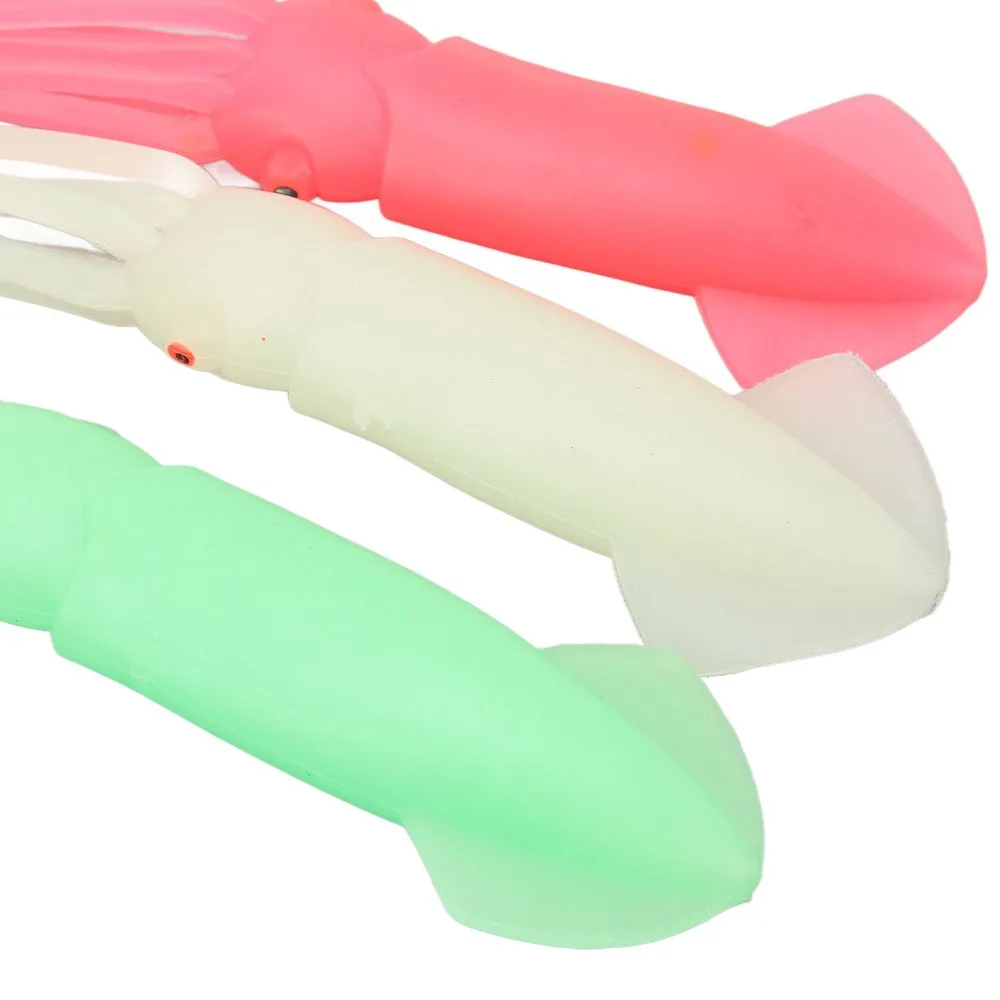 

3PCS Durable Soft Squid Lure Glow in The Dark Rubber Octopus Jig 20cm/23cm Squid Bait Fishpond Fishing
