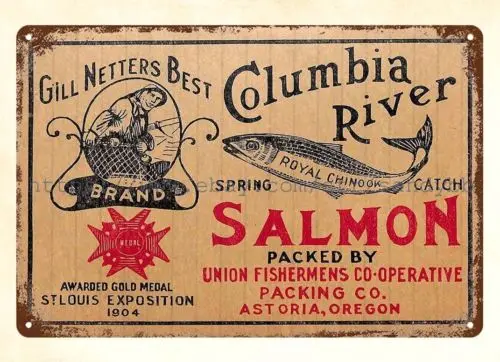 Gill Netters Best River Salmon Large Astoria, OR metal tin sign