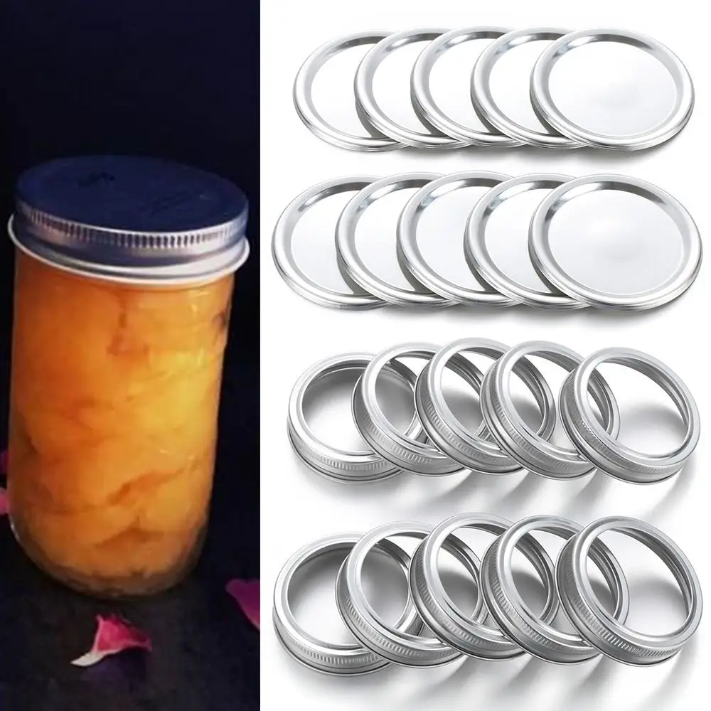 10pc/10set Split-type Bottles Lid Tinplate Kitchen & Dining Canning Lids Storage Bands Jar Caps Mason Jar Lid