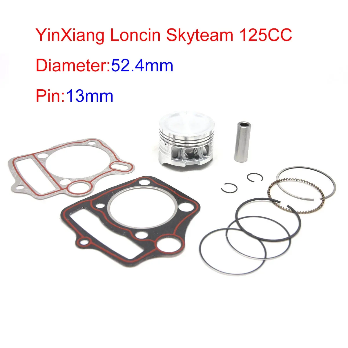 YX125 52.4MM 13MM Piston Rings Kit 125CC 1P52FMI For  Locin PBR Dax Monkey Dirt Pit Bikes Parts