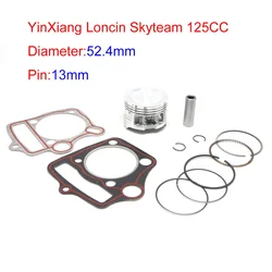 YX125 52.4MM 13MM Piston Rings Kit 125CC 1P52FMI For  Locin PBR Dax Monkey Dirt Pit Bikes Parts