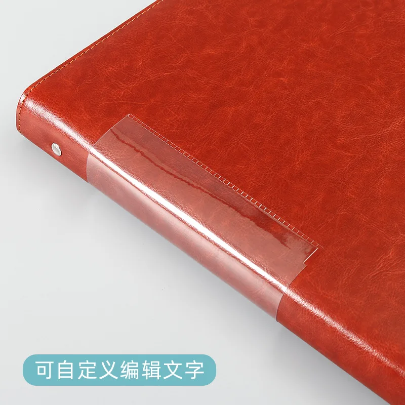 A4 PU Leather Loose Leaf Notebook, 4 Hole Metal Ring Business Journal with 100 Sheets of 80 gsm Cream Paper for Office
