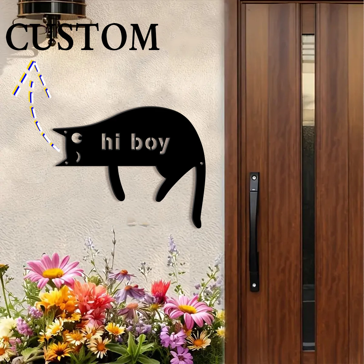 1Pc Custom cat Metal Door Street Address Number Sign,Ideal Home Room Garden Farm Fence Office Windows Wall Post Box Decor Gift