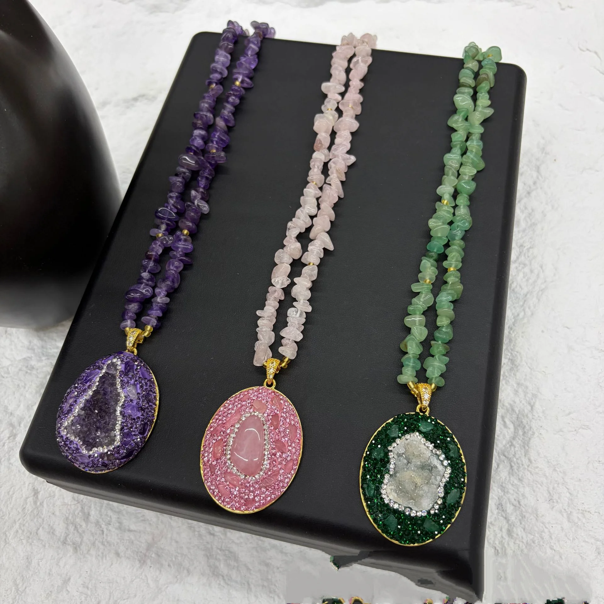 Women Crystal Rough Stone Necklace Full Rhinestone Chips Delicate Romantic Style Daily Versatile Light Luxury Neck Jewelry Party
