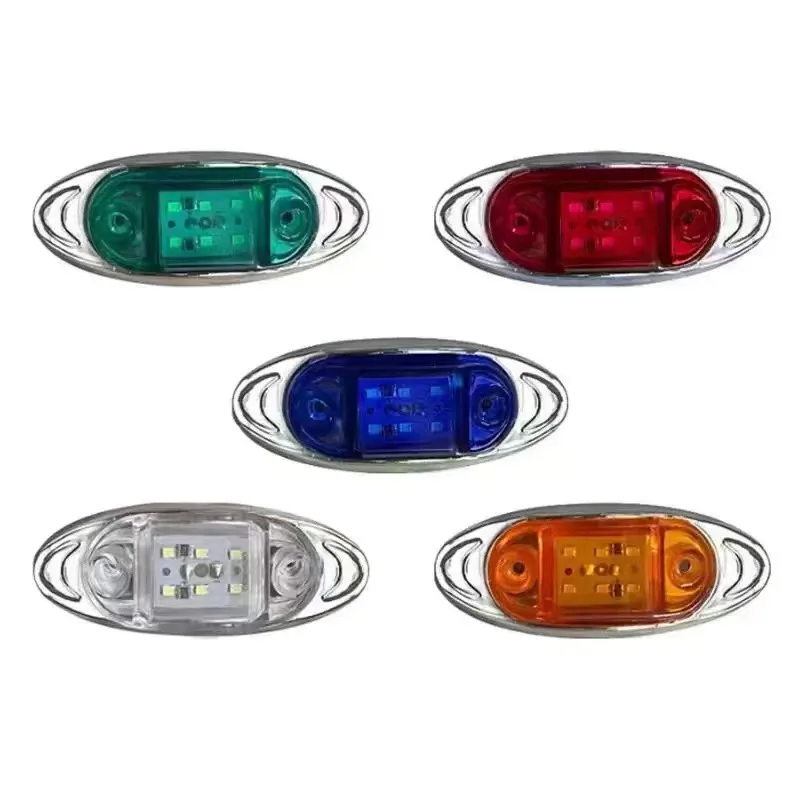 2pcs LED Side Marker Lights for Trucks Trailers Waterproof Turn Signal Lights 12V/24V Amber Red Vehicle Width Indicator Lamp
