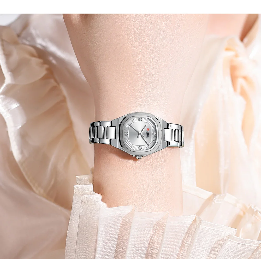 CURREN Gold Damenuhr mit Diamantakzenten, stilvollem Edelstahlband, elegantes Design, wird mit kostenloser Box geliefert – Detail 12