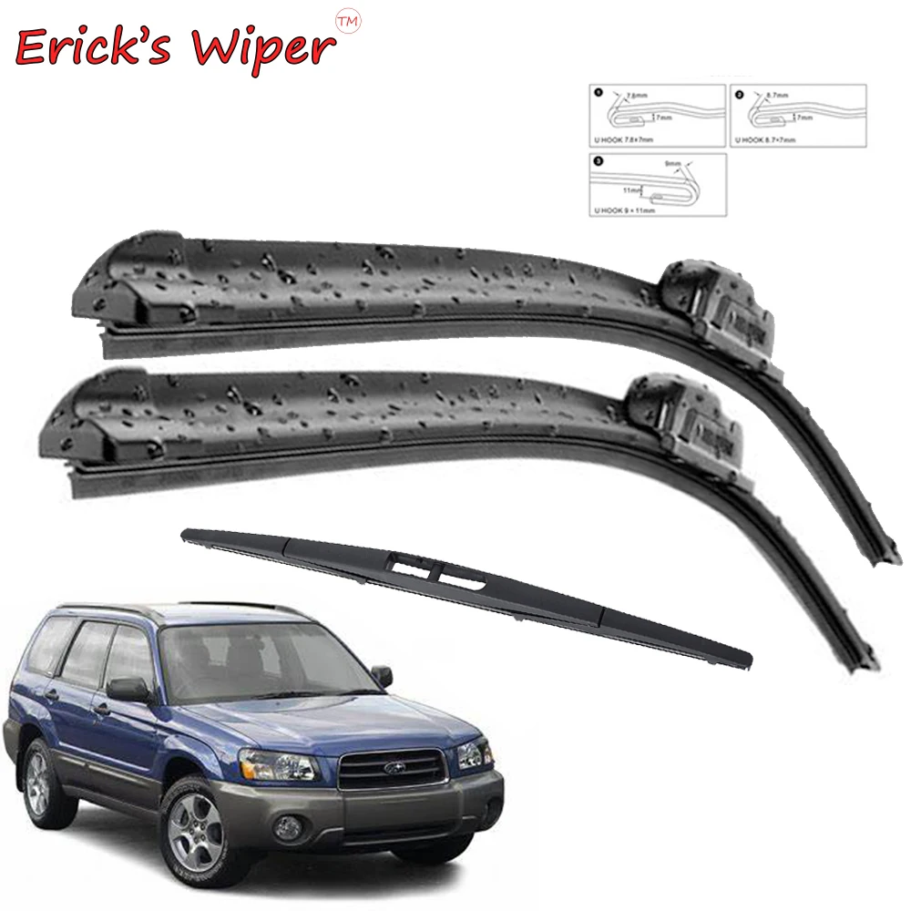 Erick's Wiper Front & Rear Wiper Blades Set Kit For Subaru Forester SG MK2 2005 - 2007 Windscreen Windshield Window 21