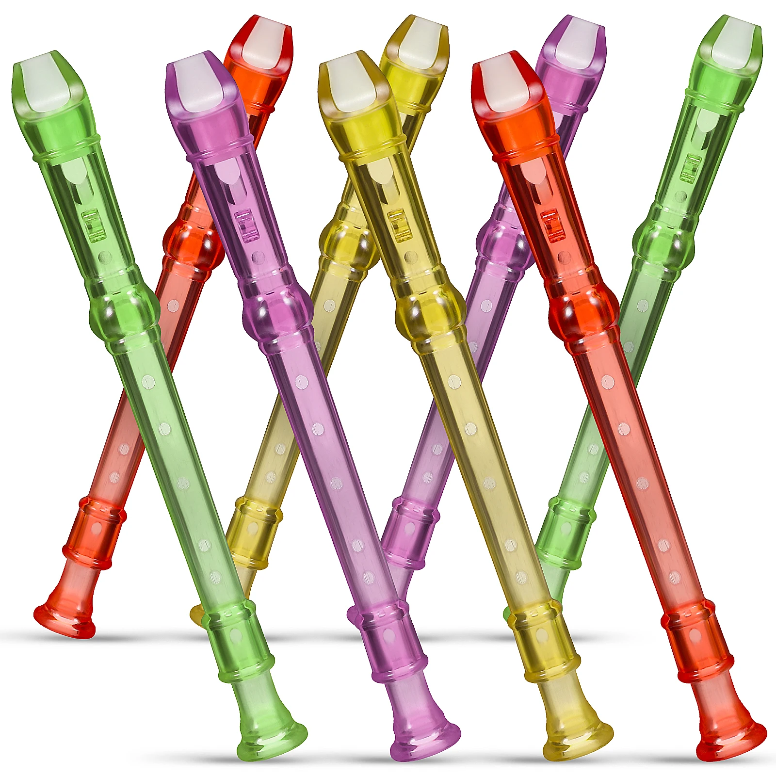 

8pcs Mini Clarinet Recorder Clear Transparent Body Six Hole Design Kids School Band Practice Musical Instrument Small Flute