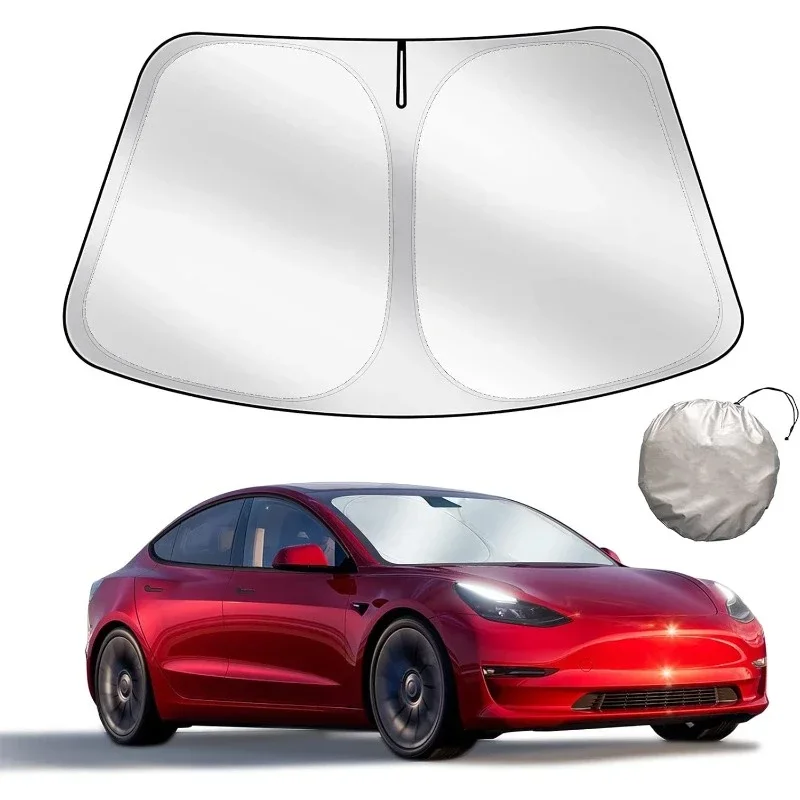 For Tesla Windshield Sunshade Folding Front Window Sun Shade Cover Heat Protection Visor For Model Y Model3 2024 Accessories