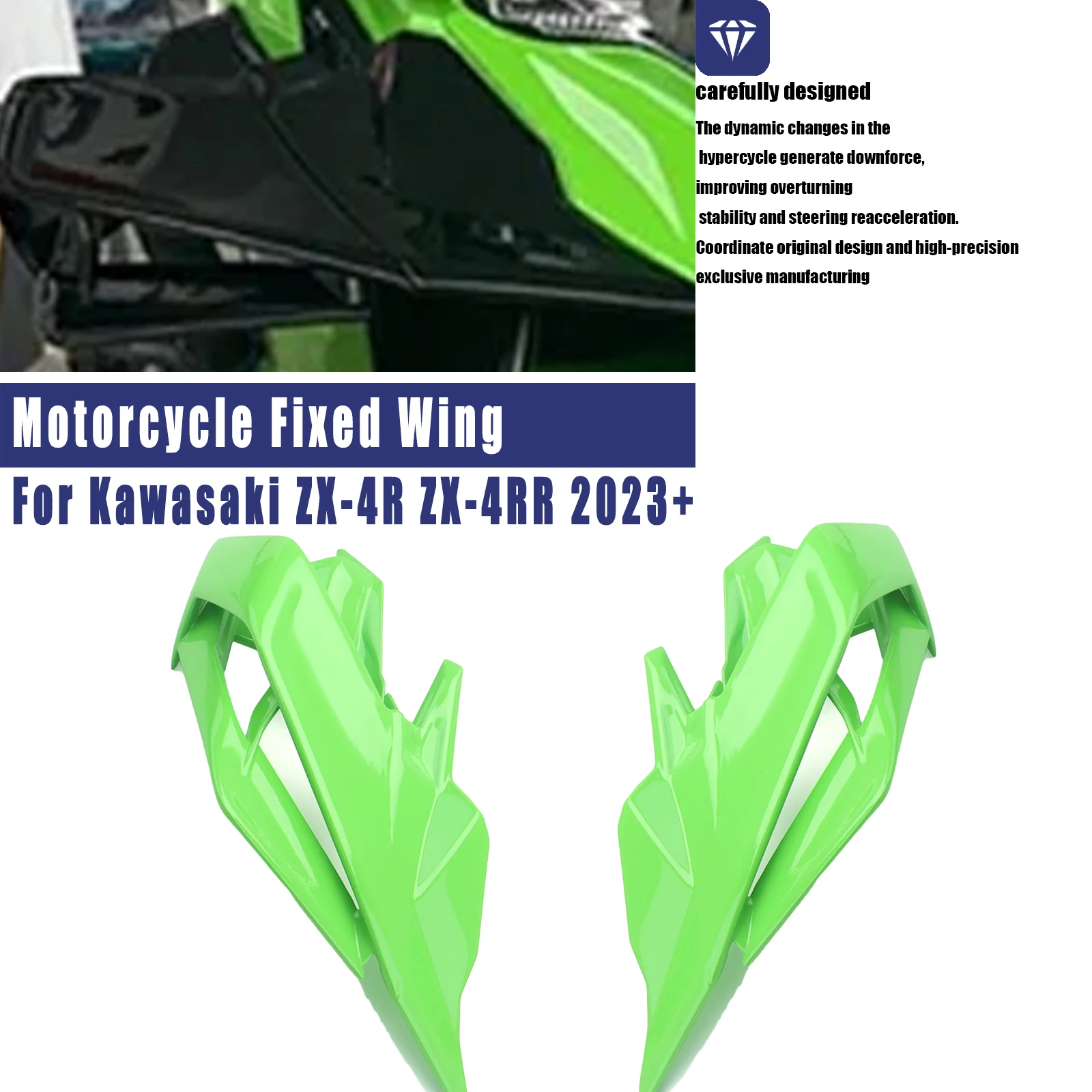 Motorcycle Downforce Naked Frontal Spoilers Winglet Aerodynamic Wing Front Spoiler Kit For Kawasaki ZX-4R ZX-4RR 2023+