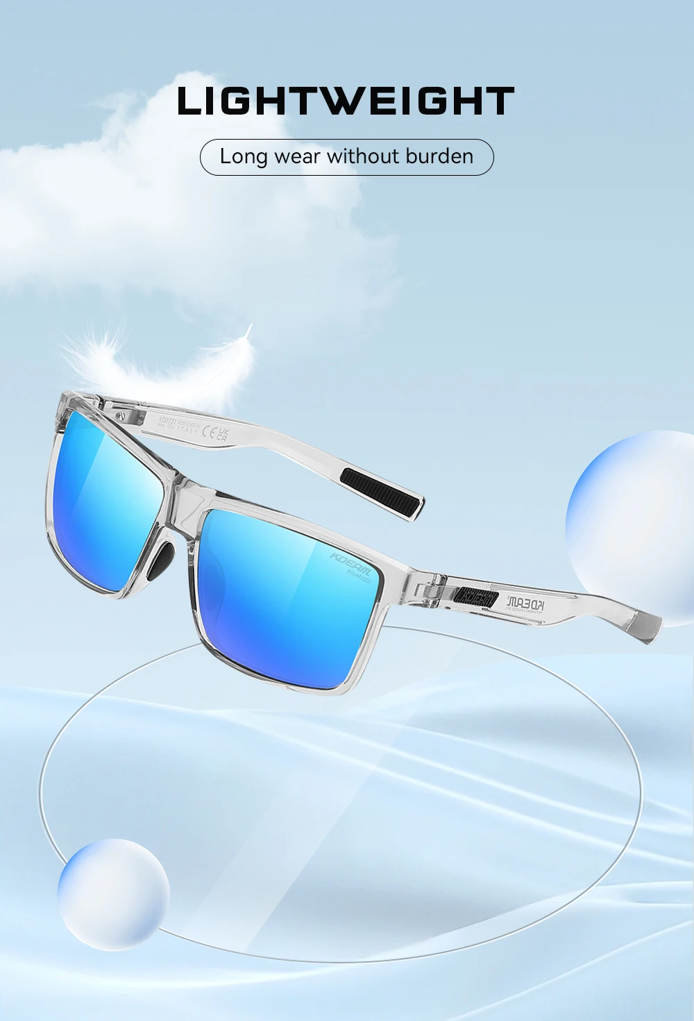 KDEAM Übergroße Herren-Sonnenbrille, polarisiert, TR90, große Sonnenbrille, Breite 160 mm, Schutzhülle im Lieferumfang enthalten, KD0737 MAX – Detail 5