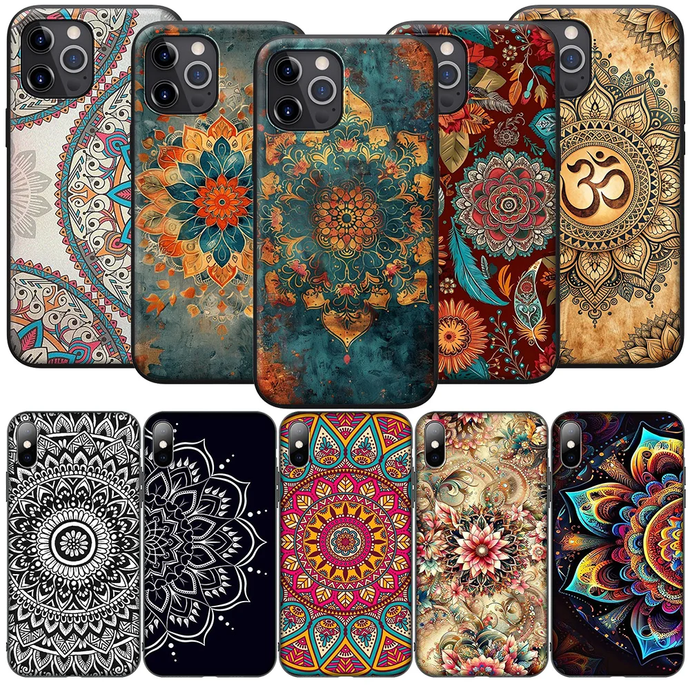 SA112 Mandala Flower Soft Case for Samsung Galaxy A55 A53 A52 A51 A21S A21 A22 A24 A25 A13 A12 A11 M15 M55 A05 A05S A31 A35