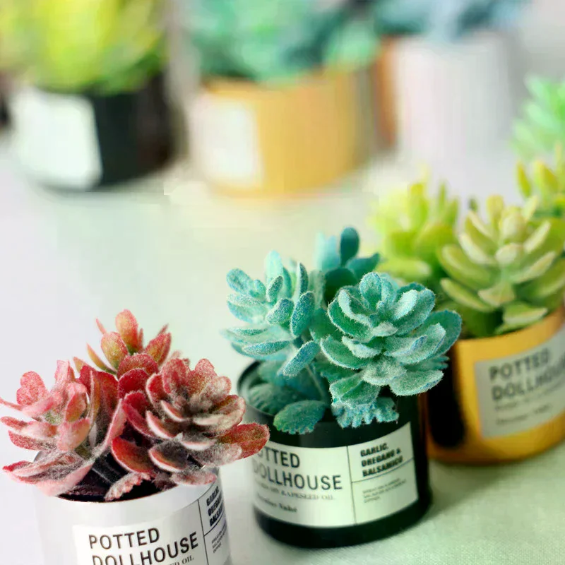 /GJ/Potted Plants Green Mini Tree Potted For 1:12Miniature Pot Doll House Simulation