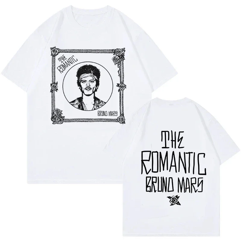 Bruno Mars Print Vintage T-shirt The Romantic Tour 2026 Graphic T Shirt Men Women Fashion EU Size Short Sleeve Tshirt Clothes