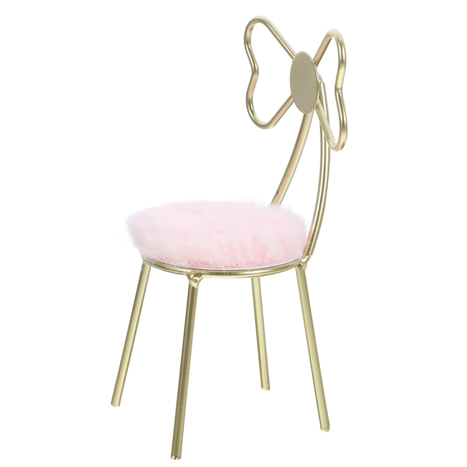 

Miniature Iron Chair Decor with Soft Cushion Vintage Style Realistic Tiny Furniture for Mini House Micro Landscape Prop Adorable