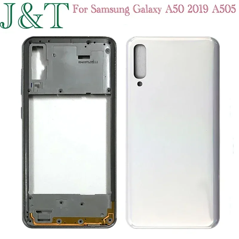 New For Samsung Galaxy A50 2019 A505 A505F Plastic Middle Frame Bezel A50 Battery Back Cover Rear Door Housing Case Replace