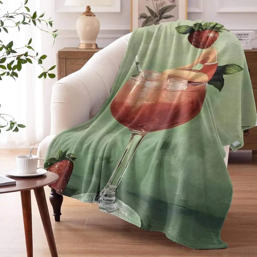 Coffee Martini Cocktail Margarita Throw Flannel AC Blanket Lightweight Summer Nap Throw Cozy Blanket for Sofa Bed Travel Home