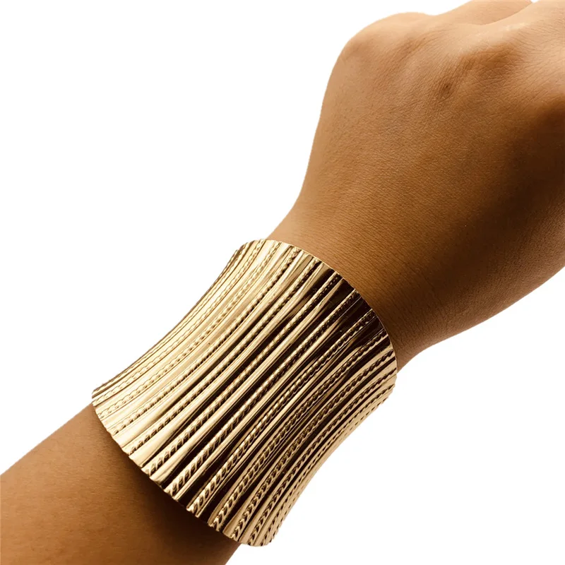 European and American exaggerated embossed metal bracelet Amazon source high-end fashion open texture bracelet women's bracelet