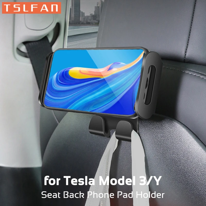 Sitz Zurück Telefon Halter für Tesla Modell 3/Y Dual Haken 360 ° Grad Drehen Clip Kopfstütze Halterung für IPad Pad Auto Zubehör