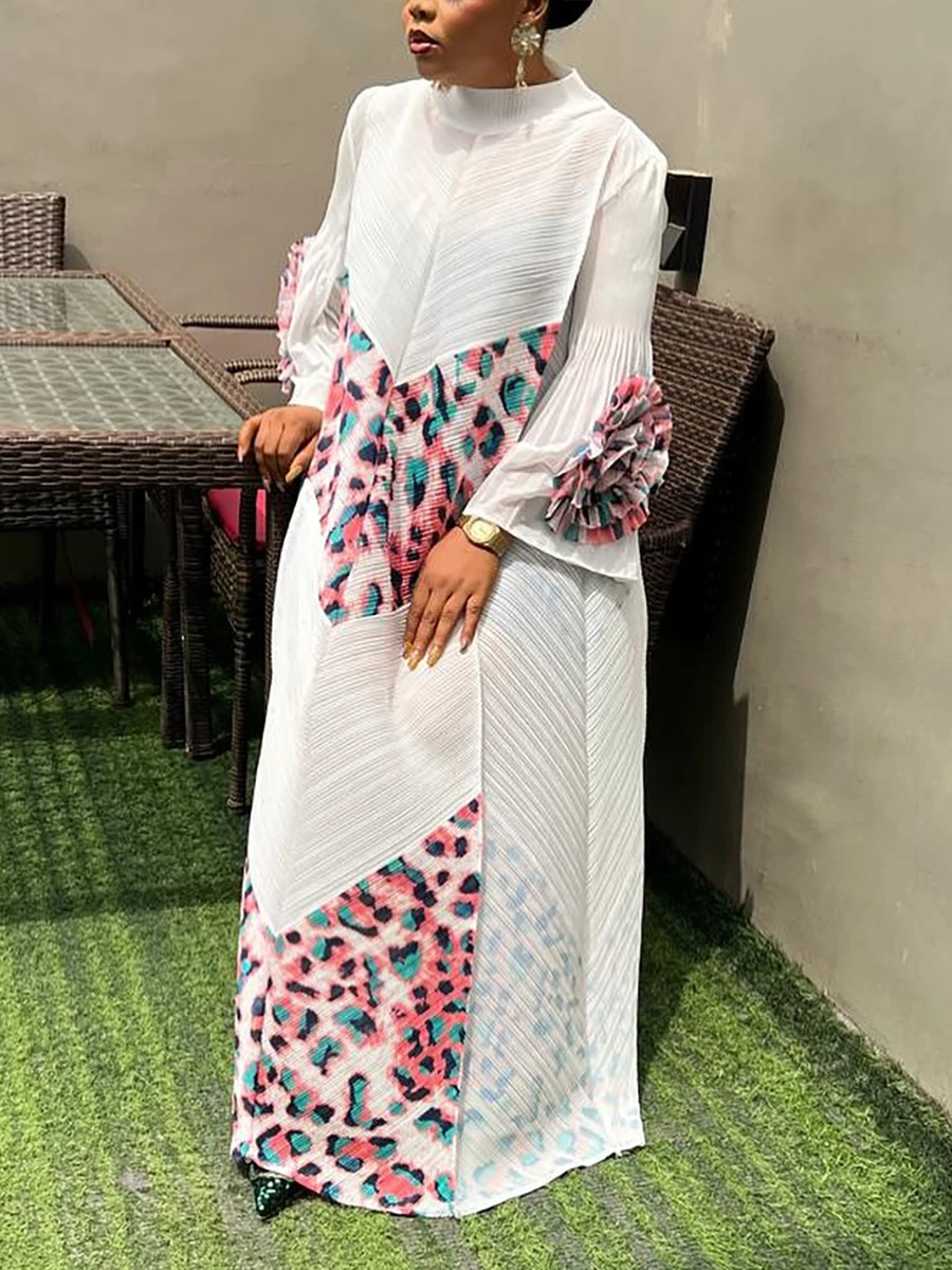 ANLAN-Robe Longue Plissée pour Femme, Vêtement à Manches sulf, Construcemballages à la Main, Imprimé, à la Mode, Nouvelle Collection 2024, 9YK7603