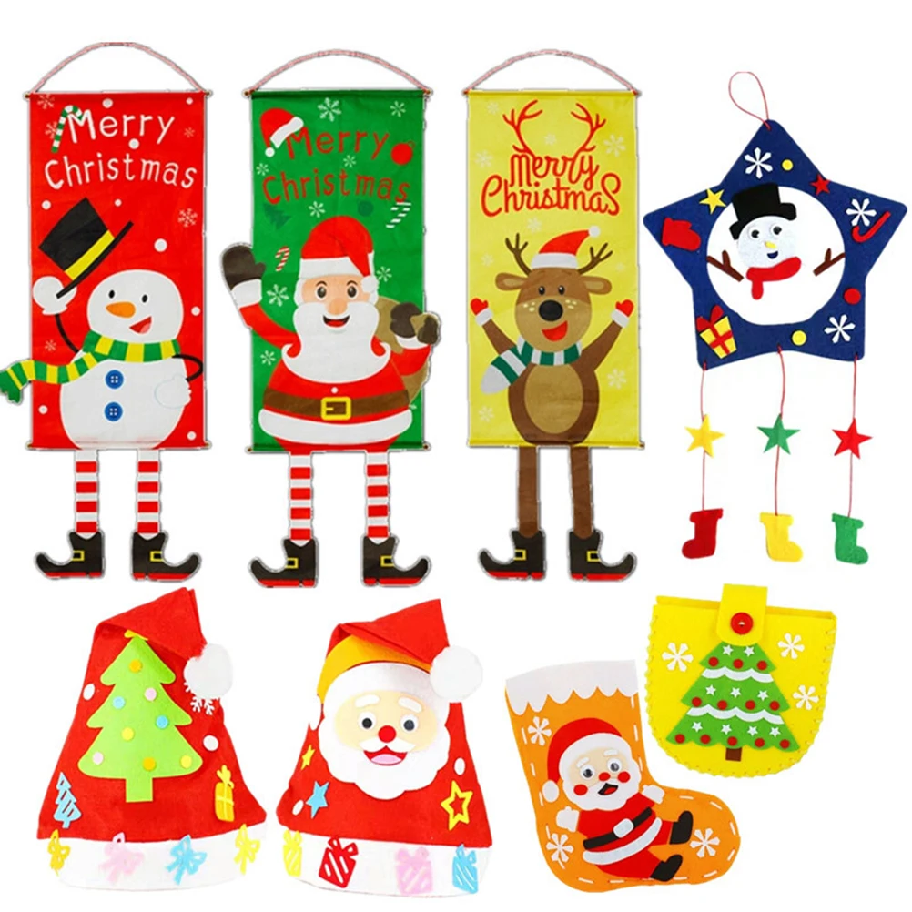 

2 PCS Snowman Pendant Christmas Craft Hanging Ornament Door Cloth Hangings Decorations