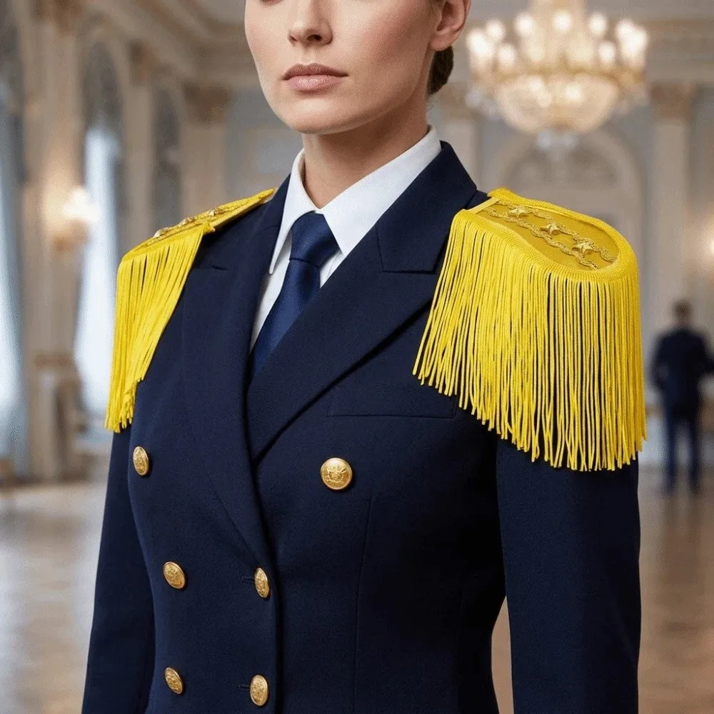 Classic Stars Tassel Epaulettes Dynamic Visual Effects Group Uniform Collocations Shoulder Board Fancy Looks Formal Event Dress