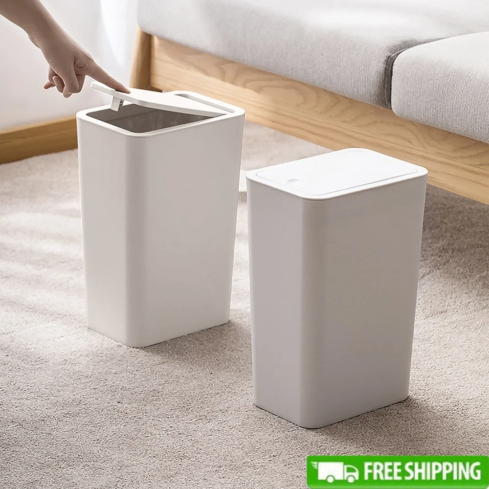 

Современный пластиковый мусорный бак из 2 упаковок с мягкой крышкой, мусорная корзина на 2,6 галлона, идеальная ванная комната и плотное пространство