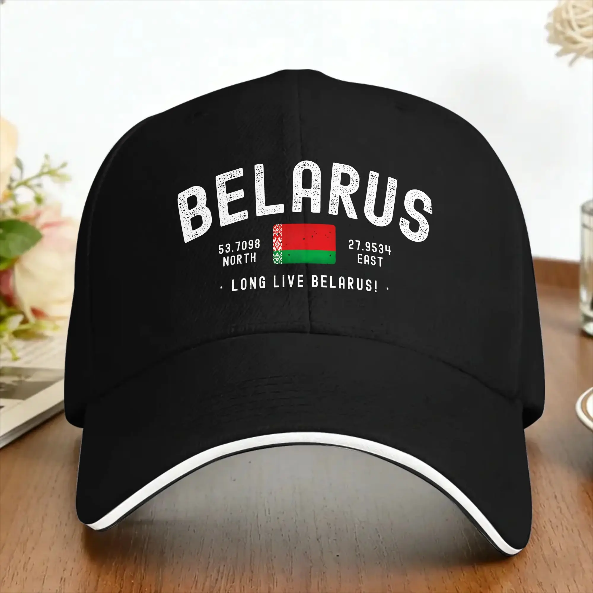 Sun Baseball Cap Belarus Long Live National Flag Coordinates  Design Trucker Hat Wholesale y2k Retro Hiking Fishing Snapback Cap