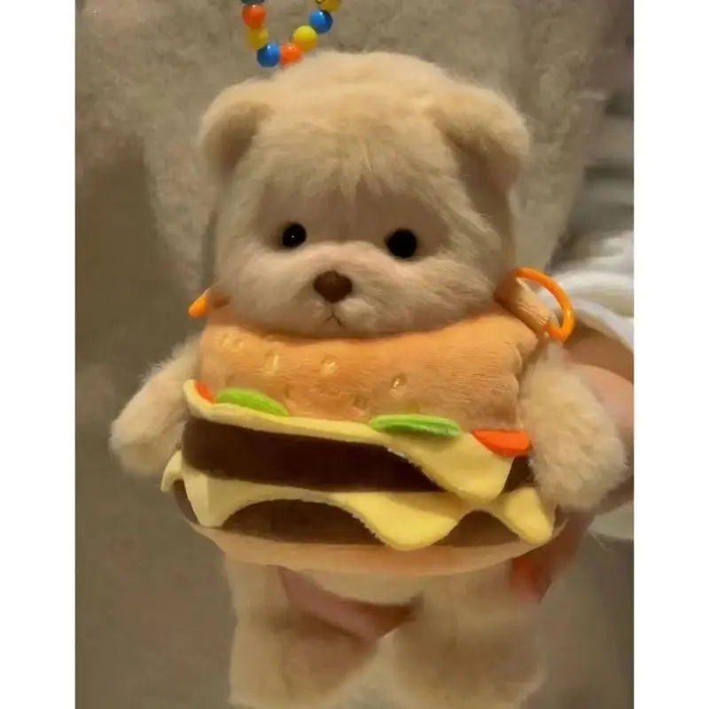 Gifts Detachable Hamburger Bear Small Shoulder Bag Ins Pacha Dog Plush Doll Messenger Bag Girls Coin Purse Little Bear Backpack