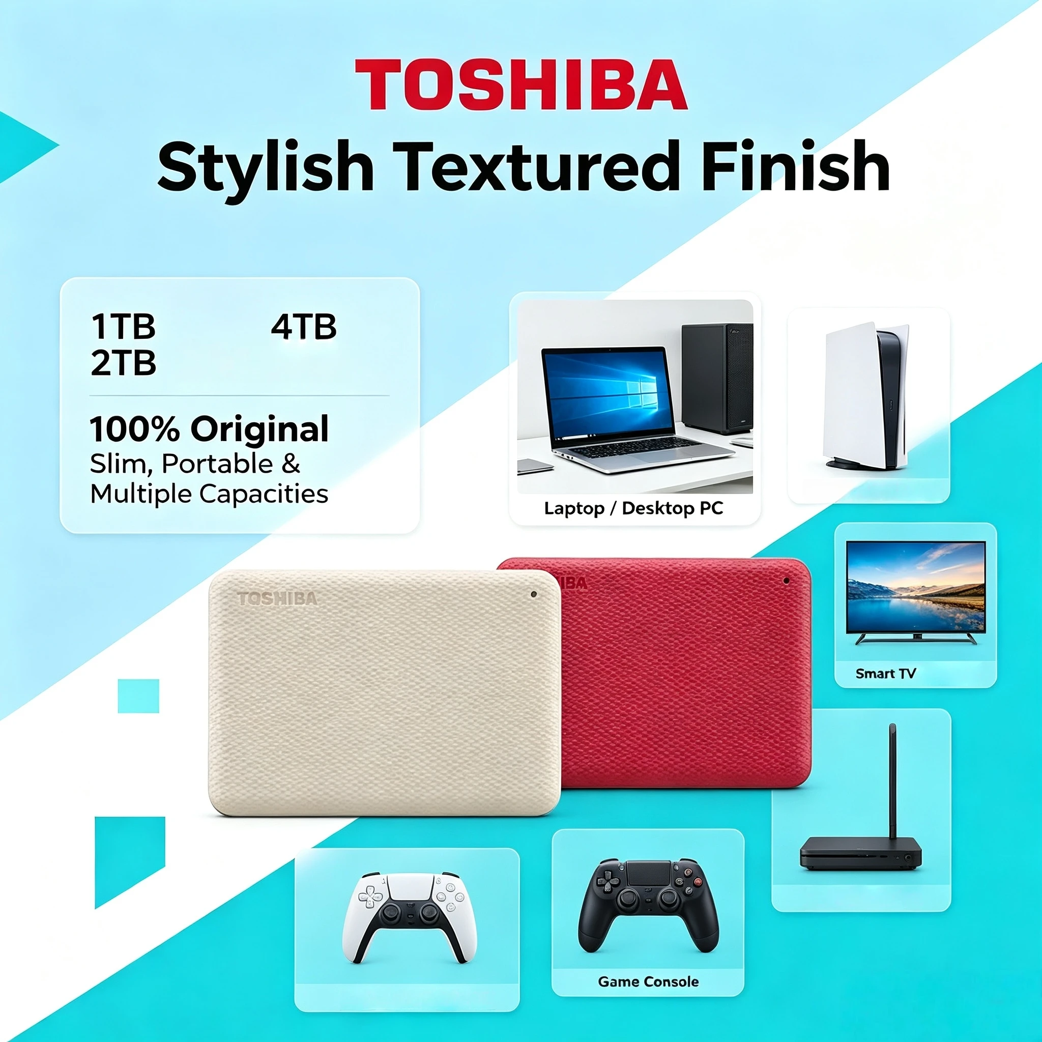 Toshiba Canvio V10 Portable External HDD 1TB 2TB 4TB USB 30 25 Inch Hard Drive for Computer Laptop Storage Max Use System