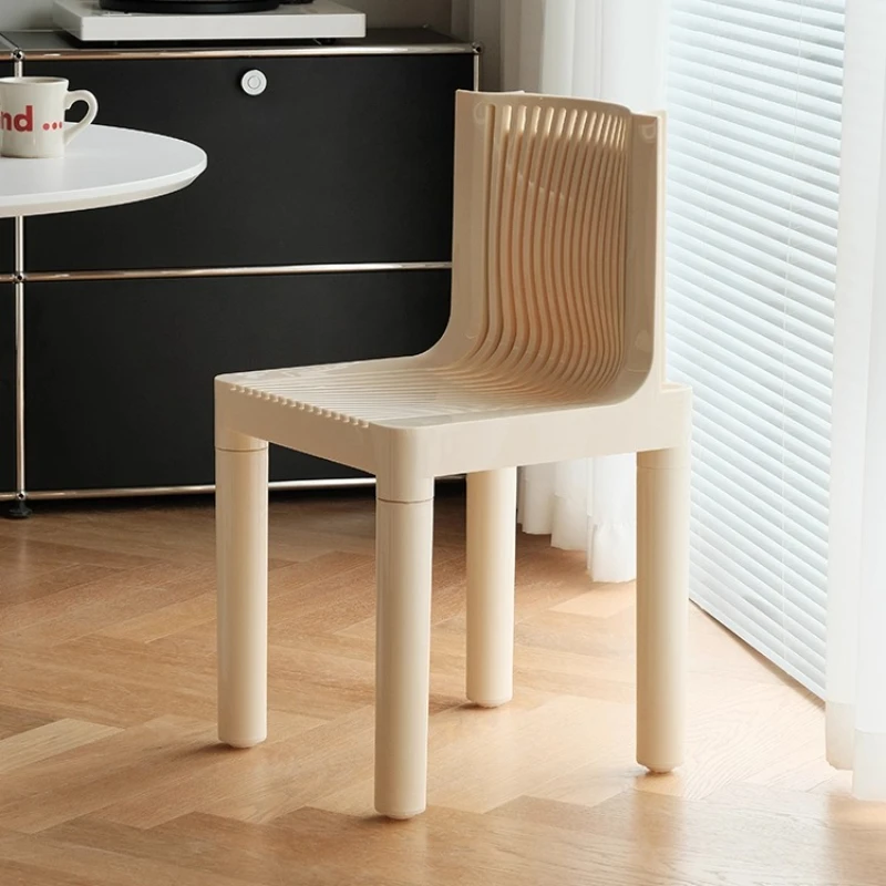 

Designer Leisure Chair, Small-Space Creative Dining Chair, Mid-Century Cream Style Dining Seat, Stackable Stool, Multi-Use Chair